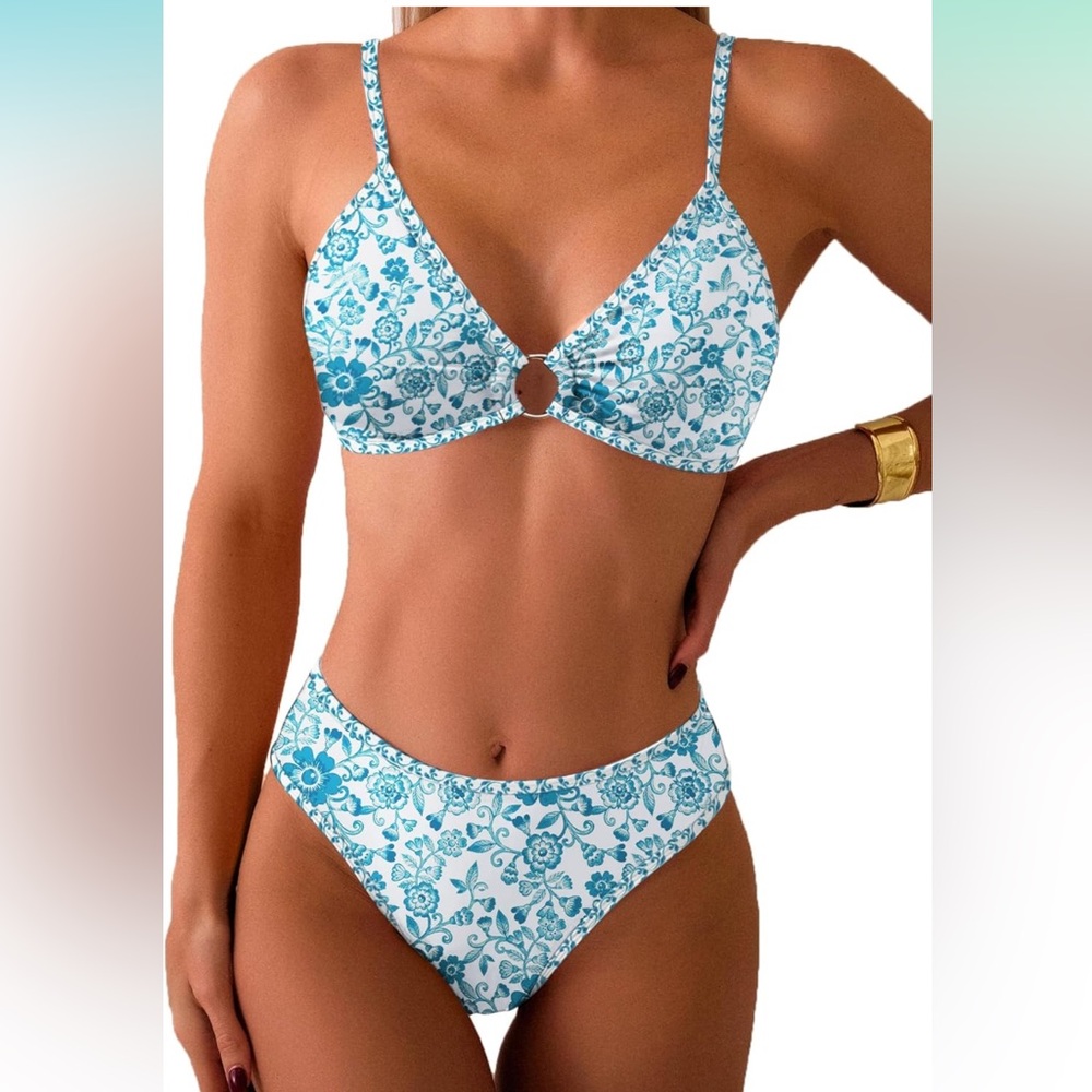 Floral Blue Bikini Set